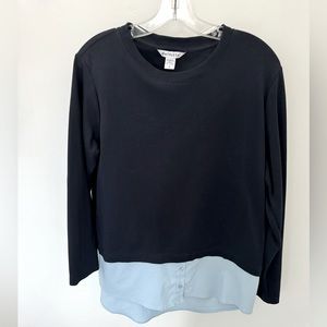 Athleta Navy Half Sweatshirt/Half Buttondown Size M